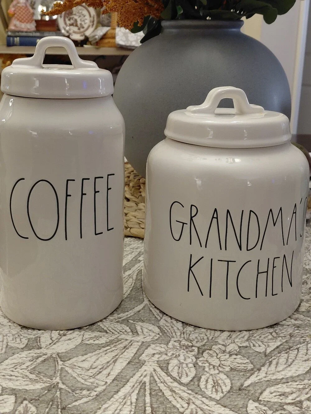 Rae Dunn Bundle 2 White Pieces Pottery Canisters Grandmas Kitchen Coffee Cottage